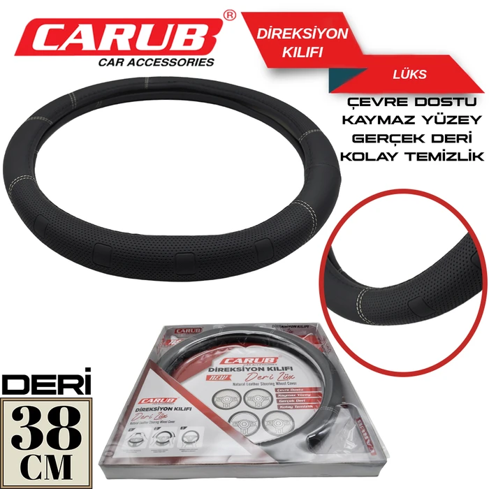 DiREKSiYON KILIFI GERÇEK DERi 38cm KUTULU SiYAH 1