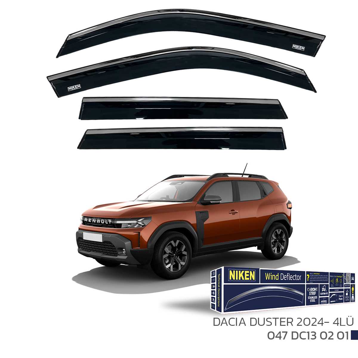 RENAULT DUSTER 2024- KROMLU CAM RÜZGARLIGI 4LÜ 1