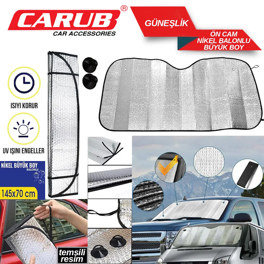 OTO CAM ÖN GÜNESLiK NiKEL BALONLU 70*145 cm ORTA 1