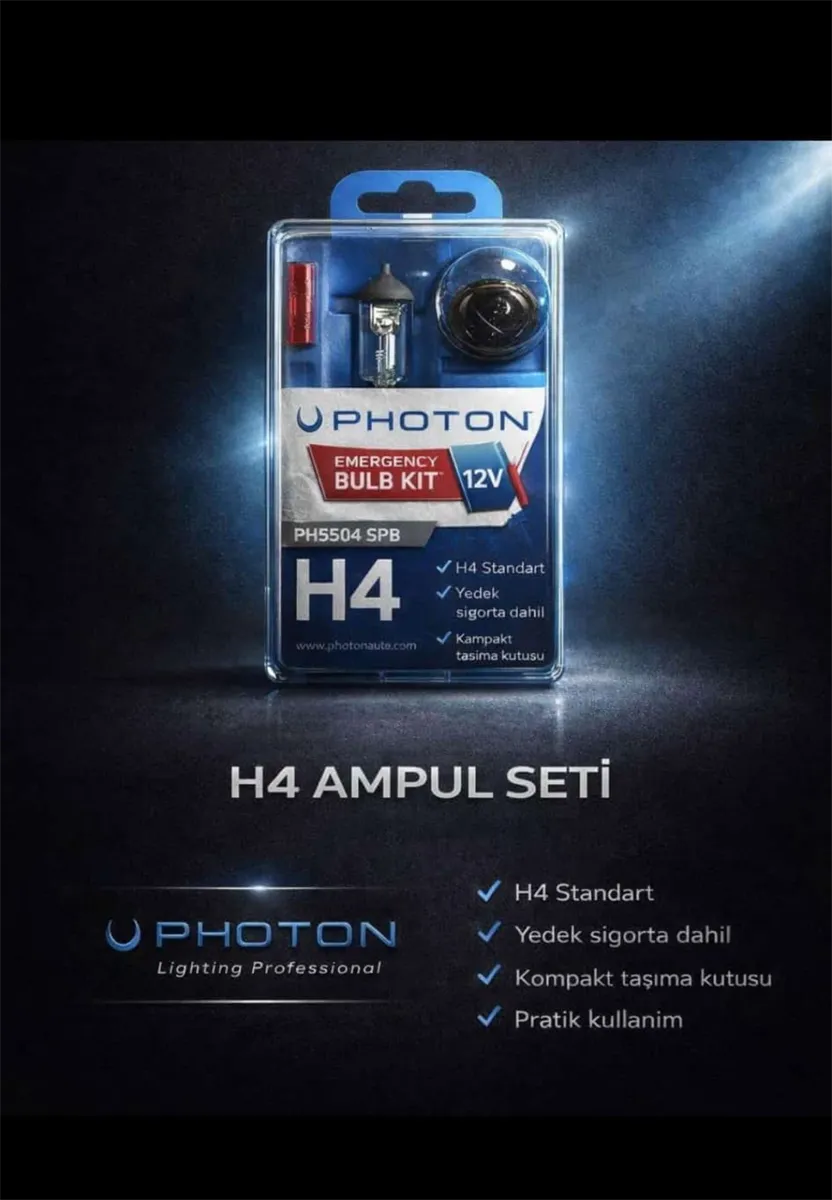 PHOTON AMPUL SETi 12V H4 VE MiNYATÜR  AMP + SiGORTA 1