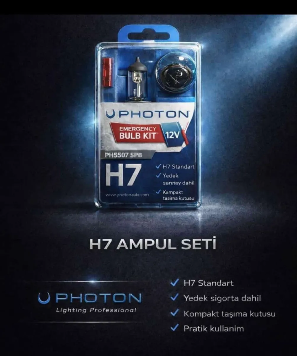 PHOTON AMPUL SETi 12V H7 VE MiNYATÜR  AMP + SiGORTA 1