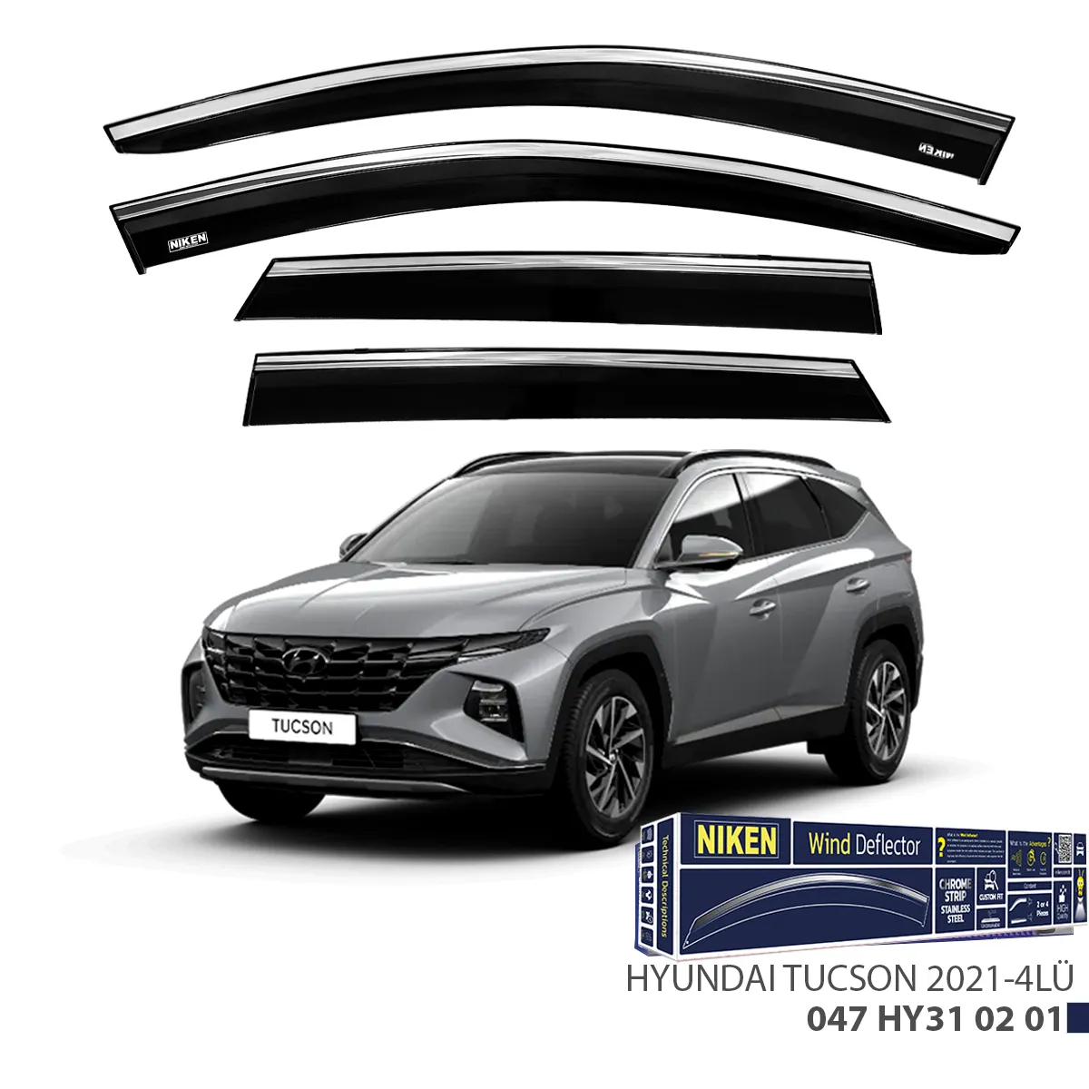 HYUNDAI TUCSON 2021- KROMLU CAM RÜZGARLIGI 4LÜ 1
