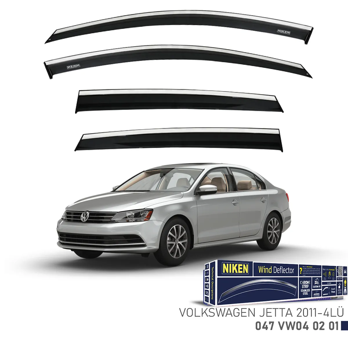 VW JETTA 2011- KROMLU CAM RÜZGARLIGI 4LÜ 1