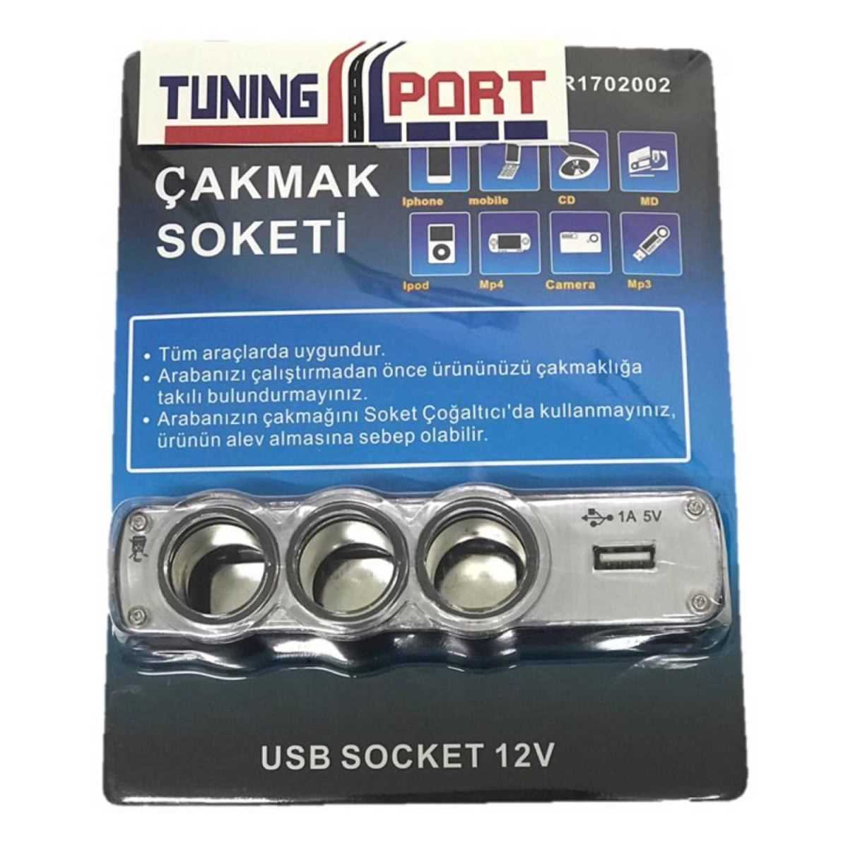 ÇAKMAK ÇOGALTICI SOKET KABLOLU 3 LÜ + USB 12V 1