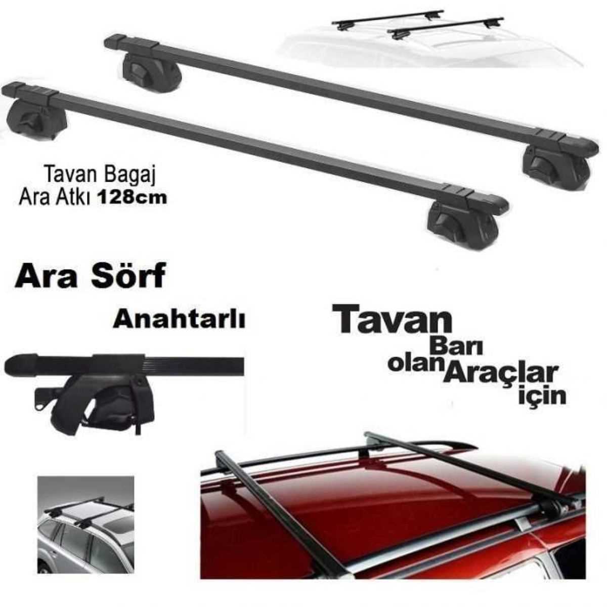 BAGAJ SÖRF AYARLI METAL ARA BAR  150cmx3cm SiYAH 2 Li SET 1