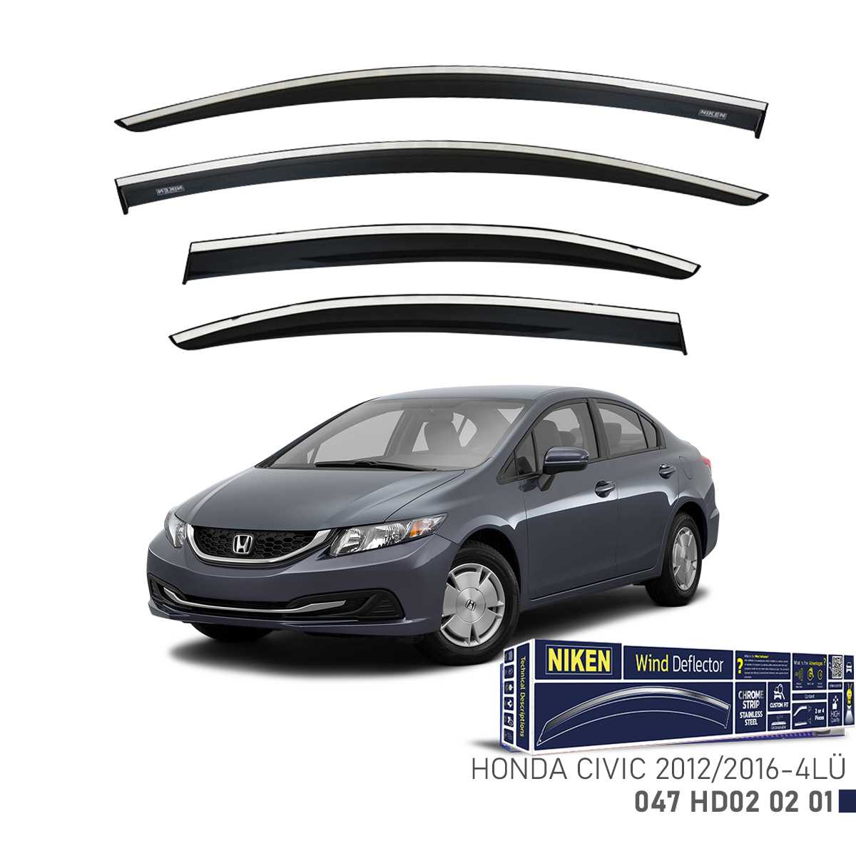 HONDA CIVIC 2012-2016  KROMLU CAM RÜZGARLIGI 4LÜ 1