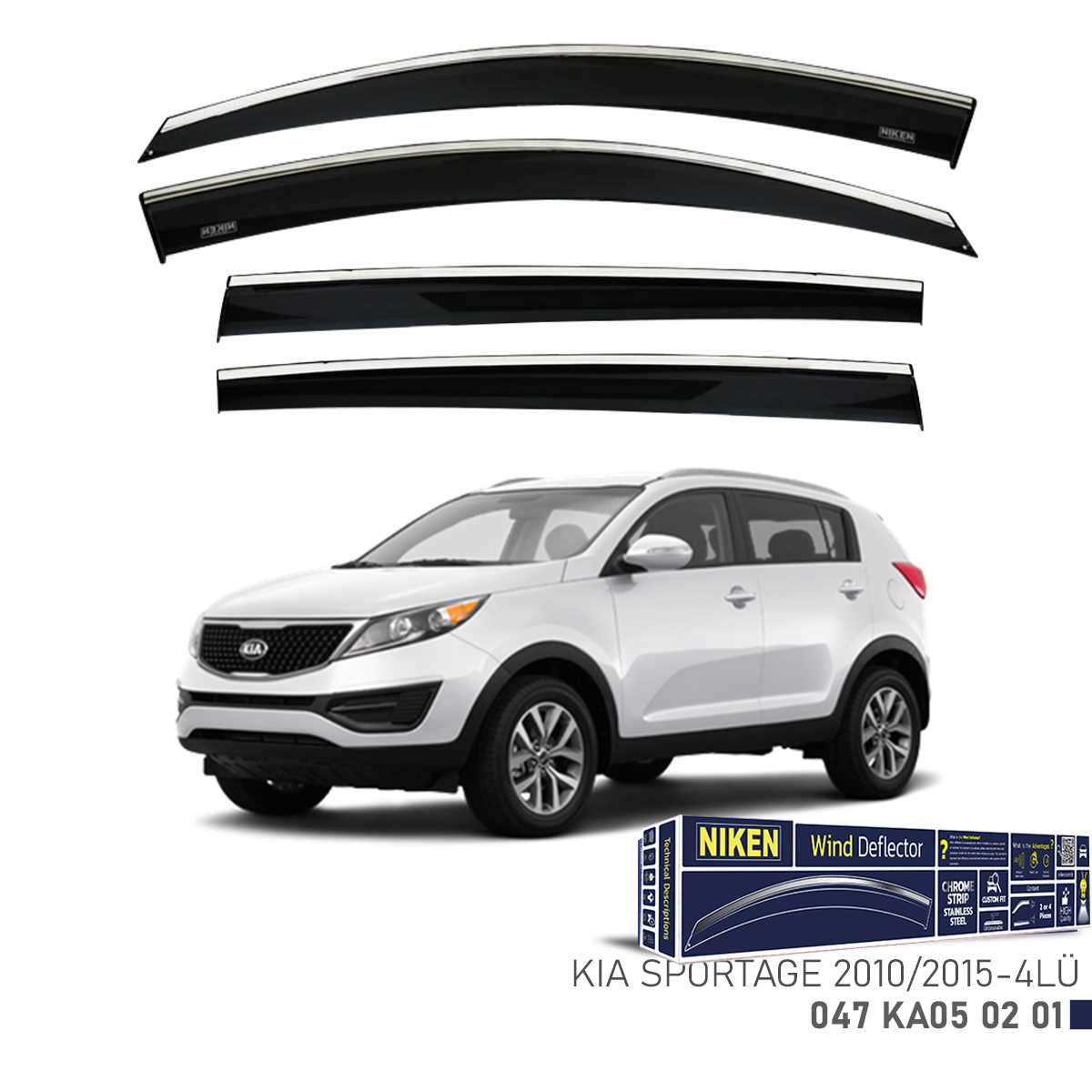KIA SPORTAGE 2010-2015 KROMLU CAM RÜZGARLIGI 4LÜ 1