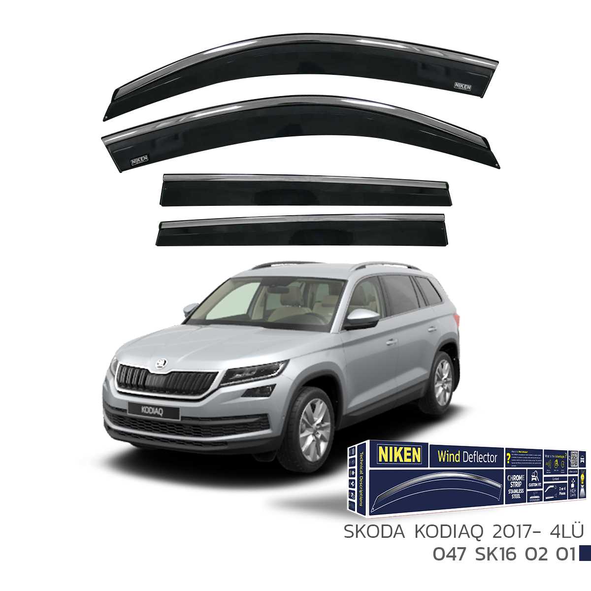 SKODA KODIAQ 2017- KROMLU CAM RÜZGARLIGI 4LÜ 1