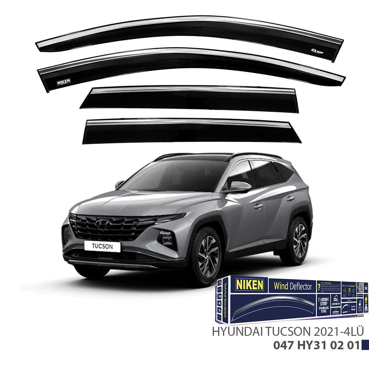 HYUNDAI TUCSON 2021- KROMLU CAM RÜZGARLIGI 4LÜ 1