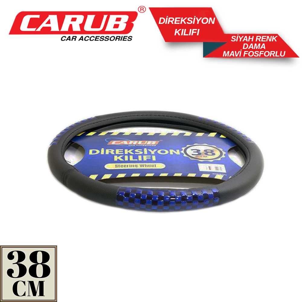 DiREKSiYON KILIFI 38CM SiYAH-MAVi DAMALI FOSFORLU 1