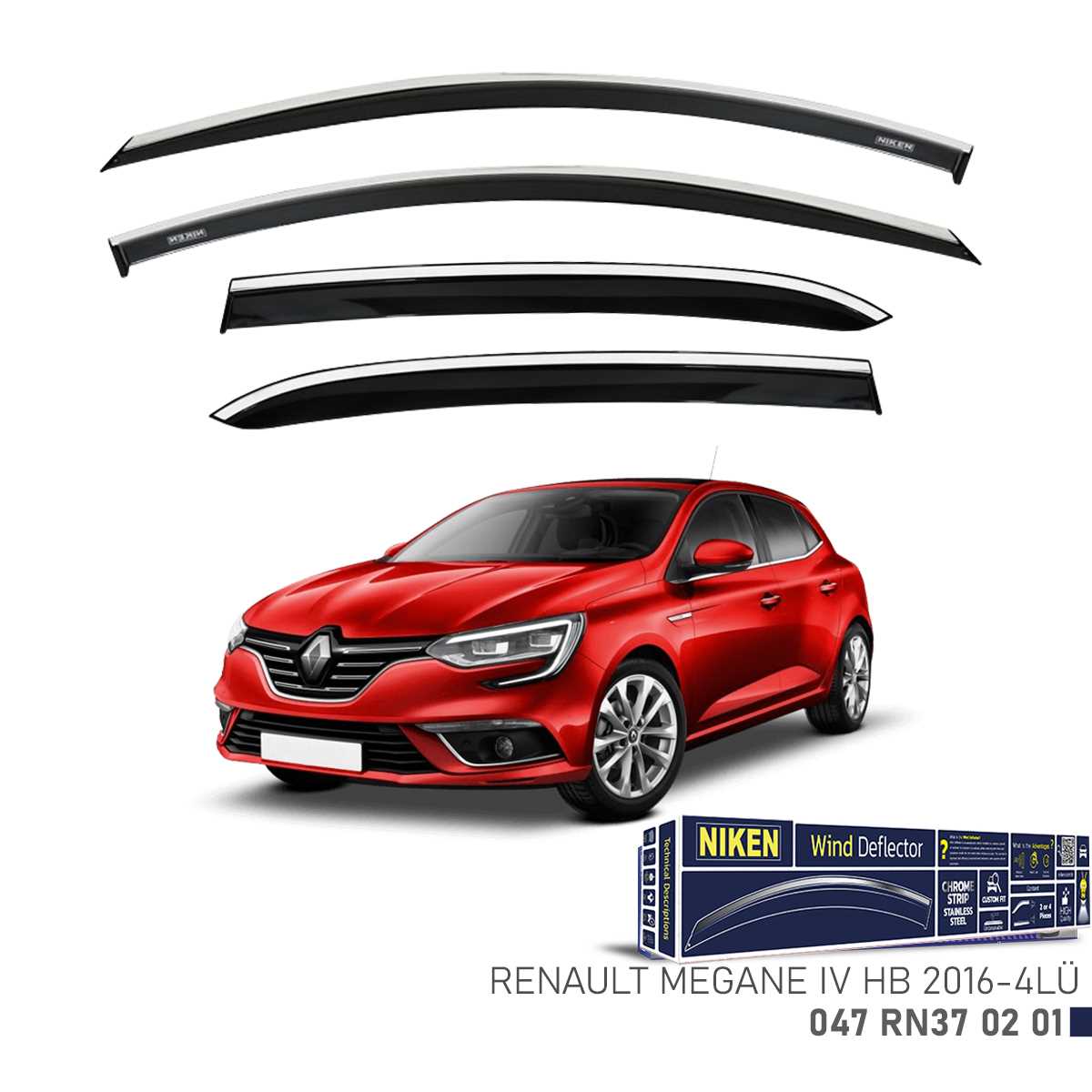 RENAULT MEGANE IV HB 2016- KROMLU CAM RÜZGARLIGI 4LÜ 1
