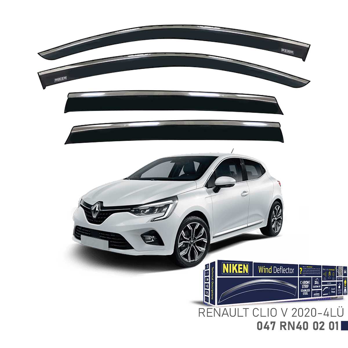 RENAULT CLIO V 2020- KROMLU CAM RÜZGARLIGI 4LÜ 1