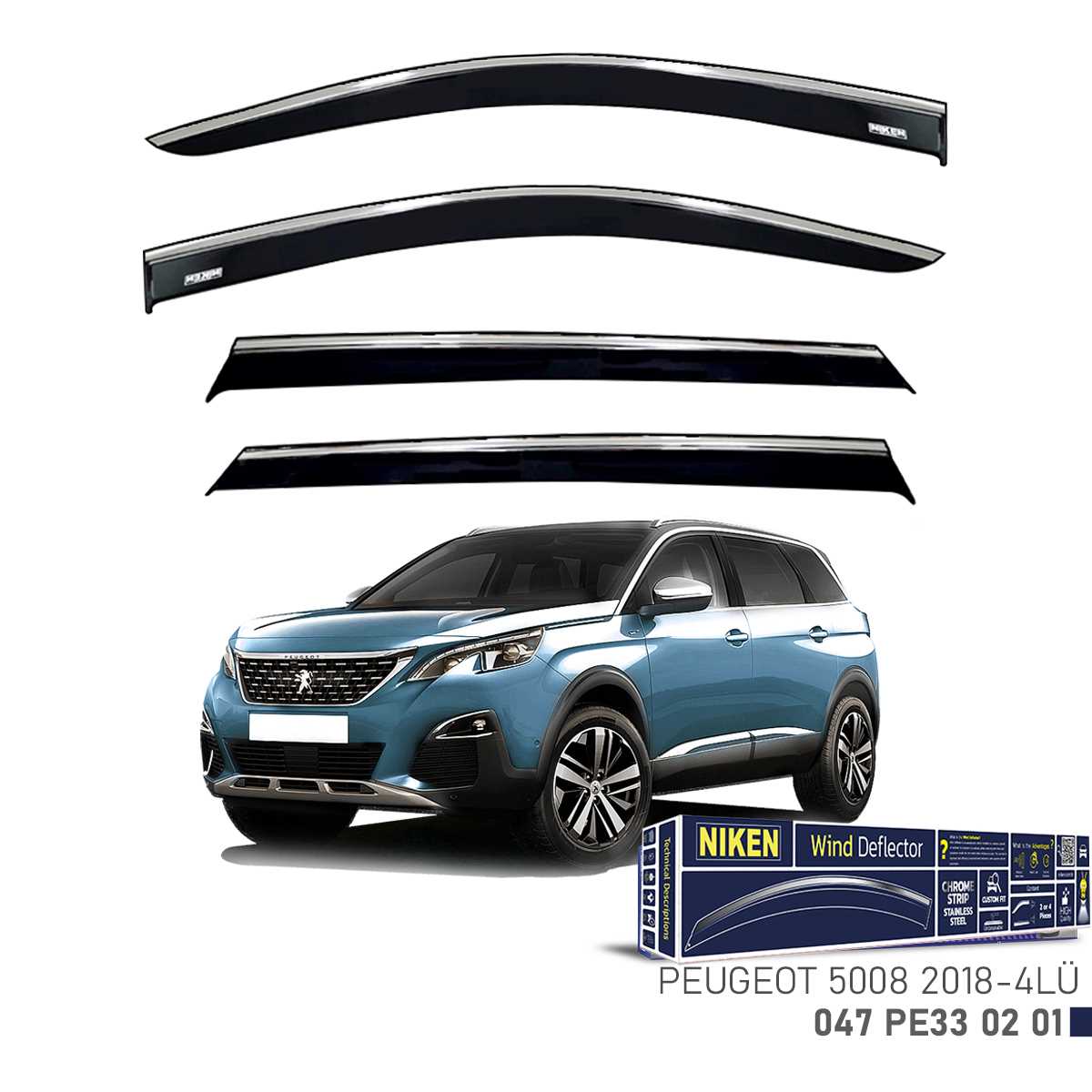 PEUGEOT 5008 2018- KROMLU CAM RÜZGARLIGI 4LÜ 1