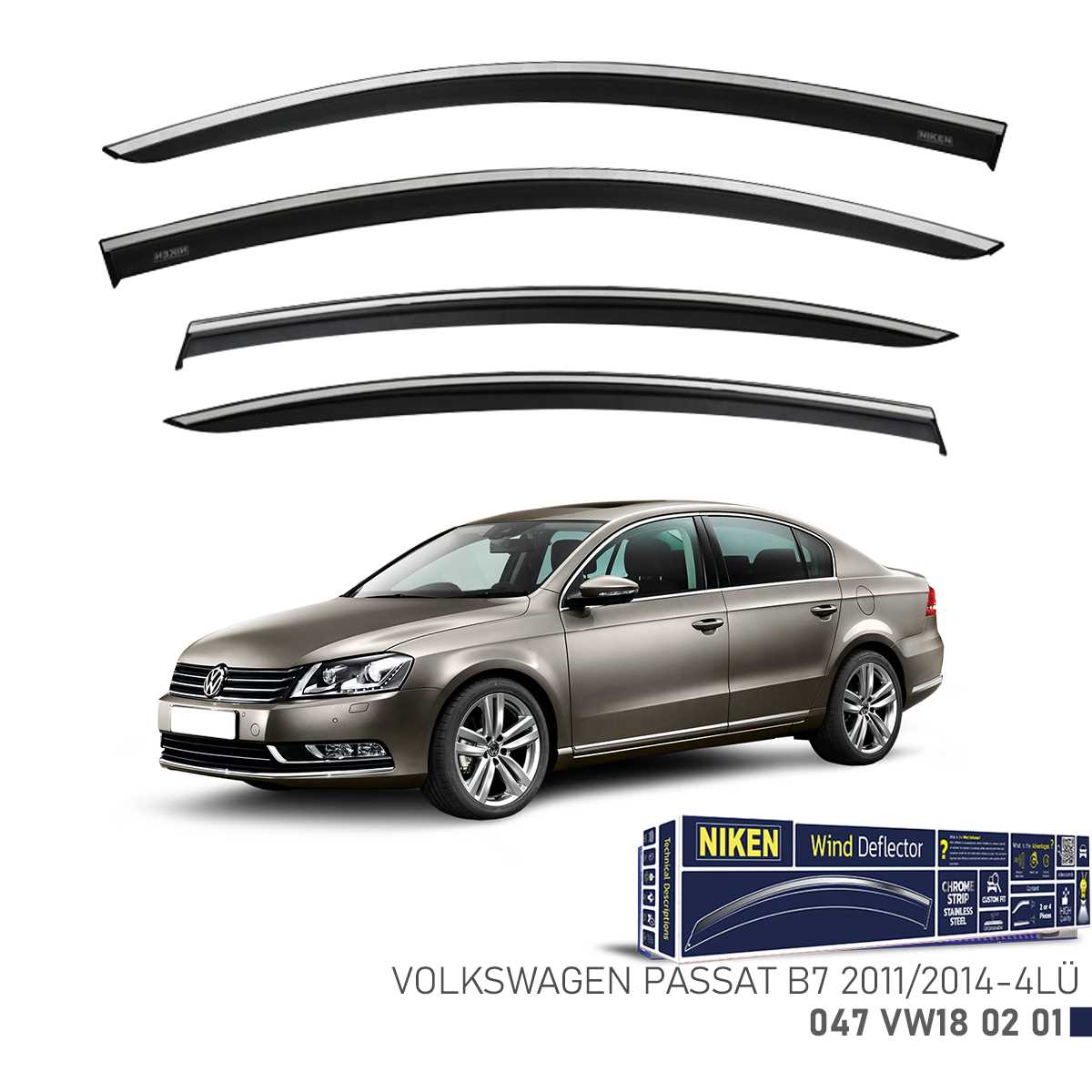 VW PASSAT B7 2011-2014 KROMLU CAM RÜZGARLIGI 4LÜ 1