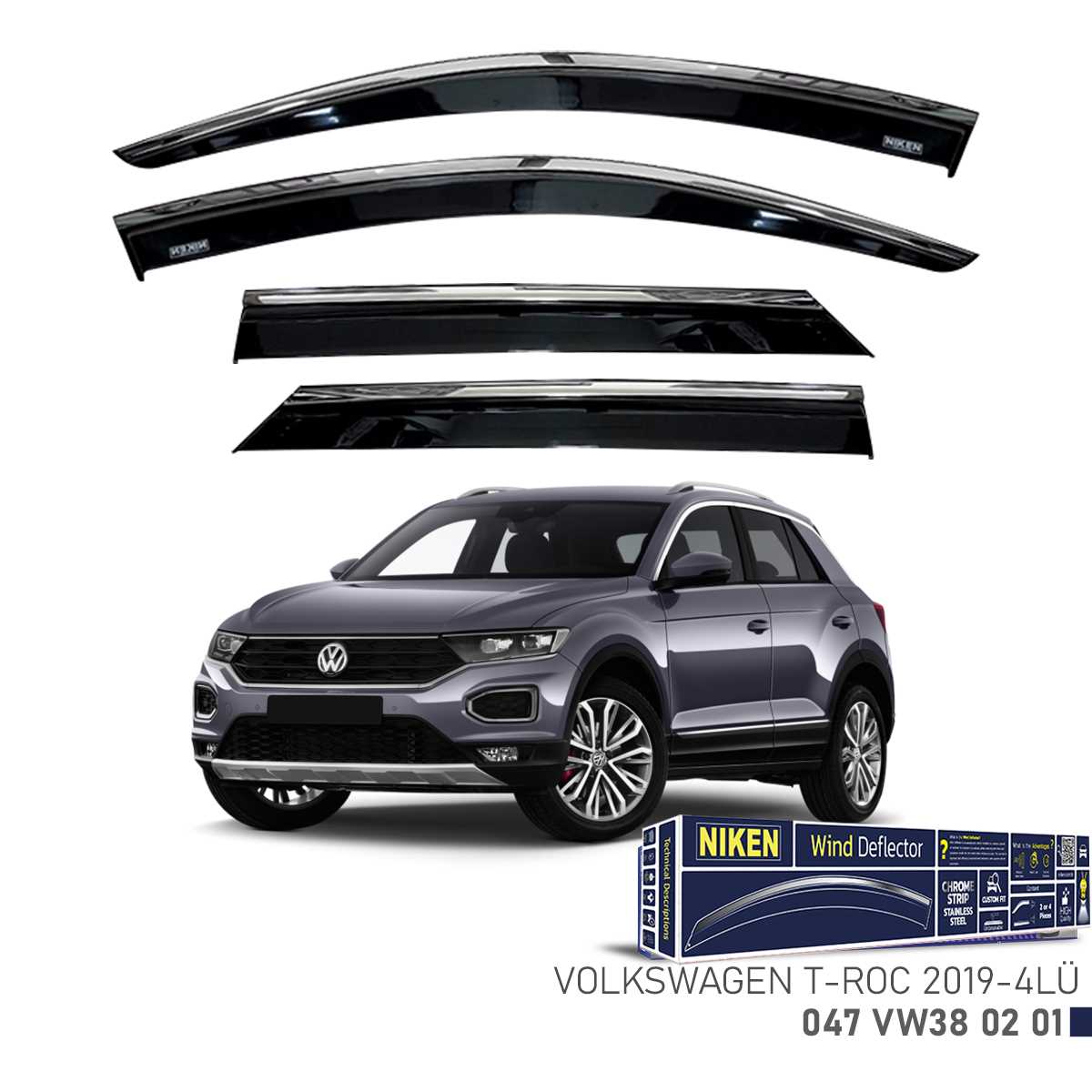 VW T-ROC 2019- KROMLU CAM RÜZGARLIGI 4LÜ 1