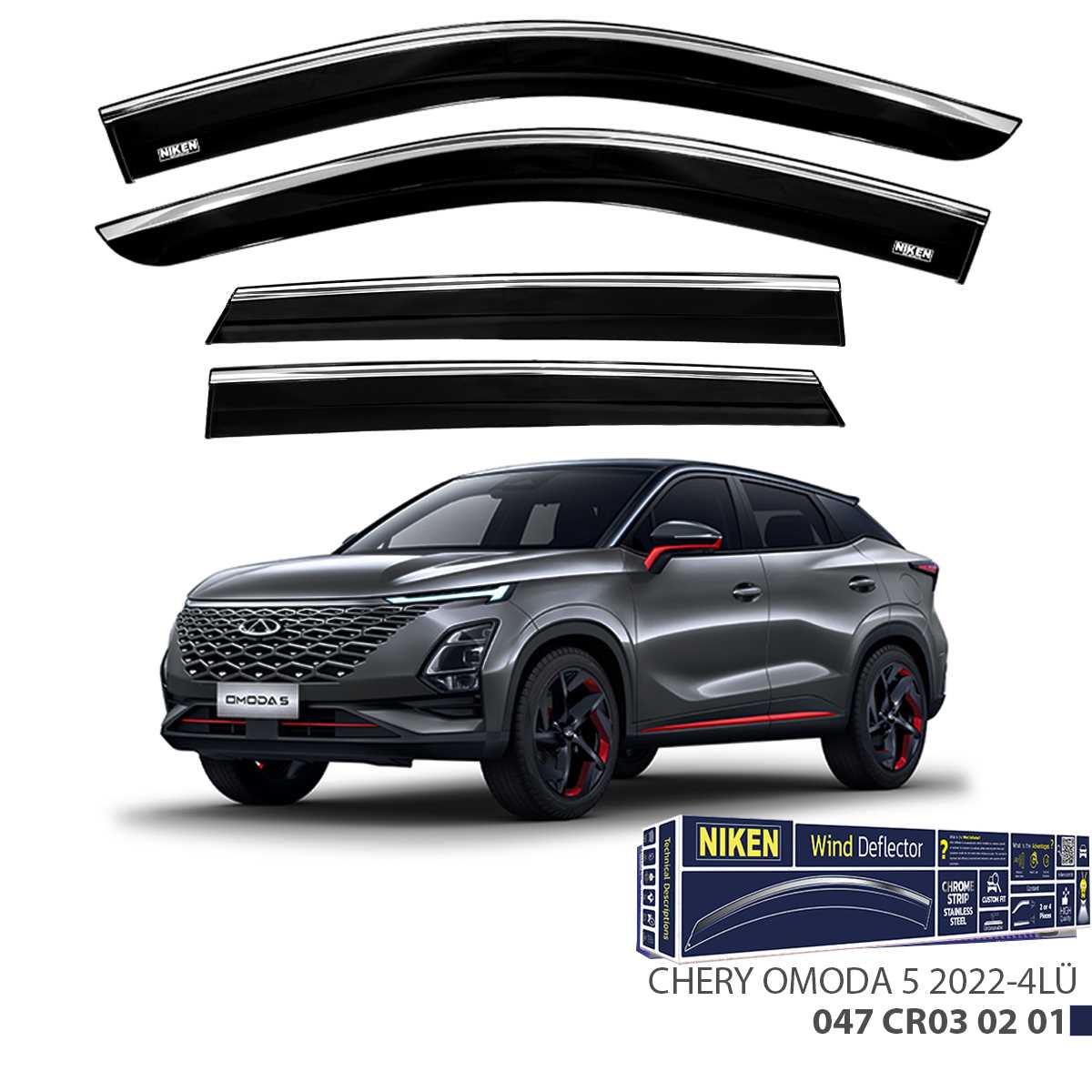 CHERY OMODA 5 2022- KROMLU CAM RÜZGARLIGI 4LÜ 1