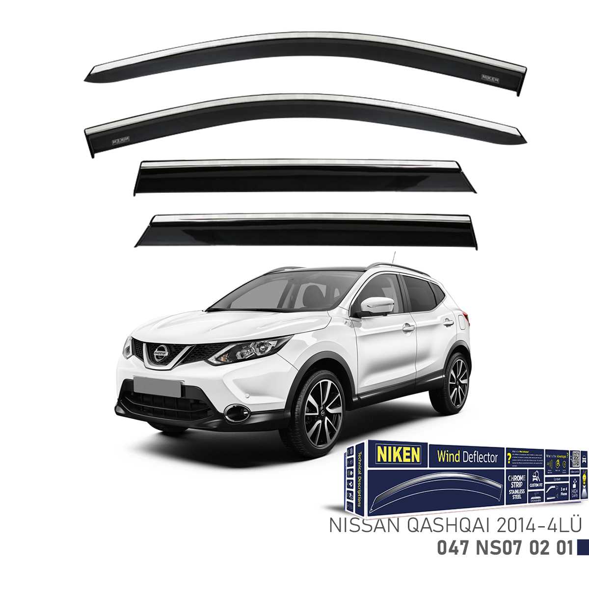 NISSAN QASHQAI  2014- KROMLU CAM RÜZGARLIGI 4LÜ 1