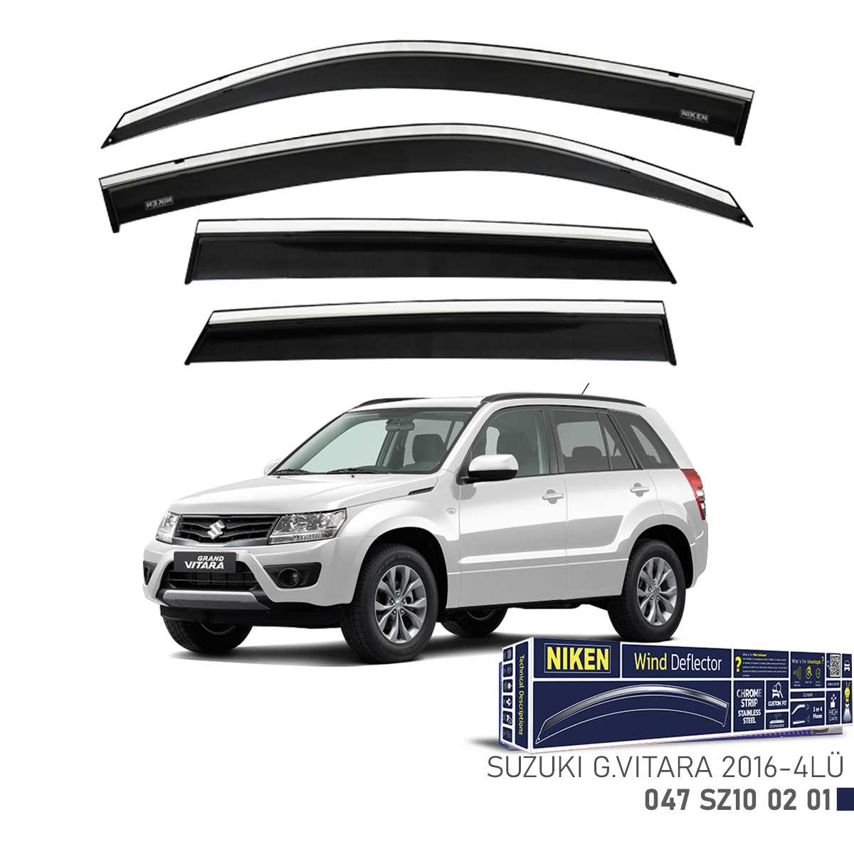 SUZUKI GRAND VITARA 2016- KROMLU CAM RÜZGARLIGI 4LÜ 1