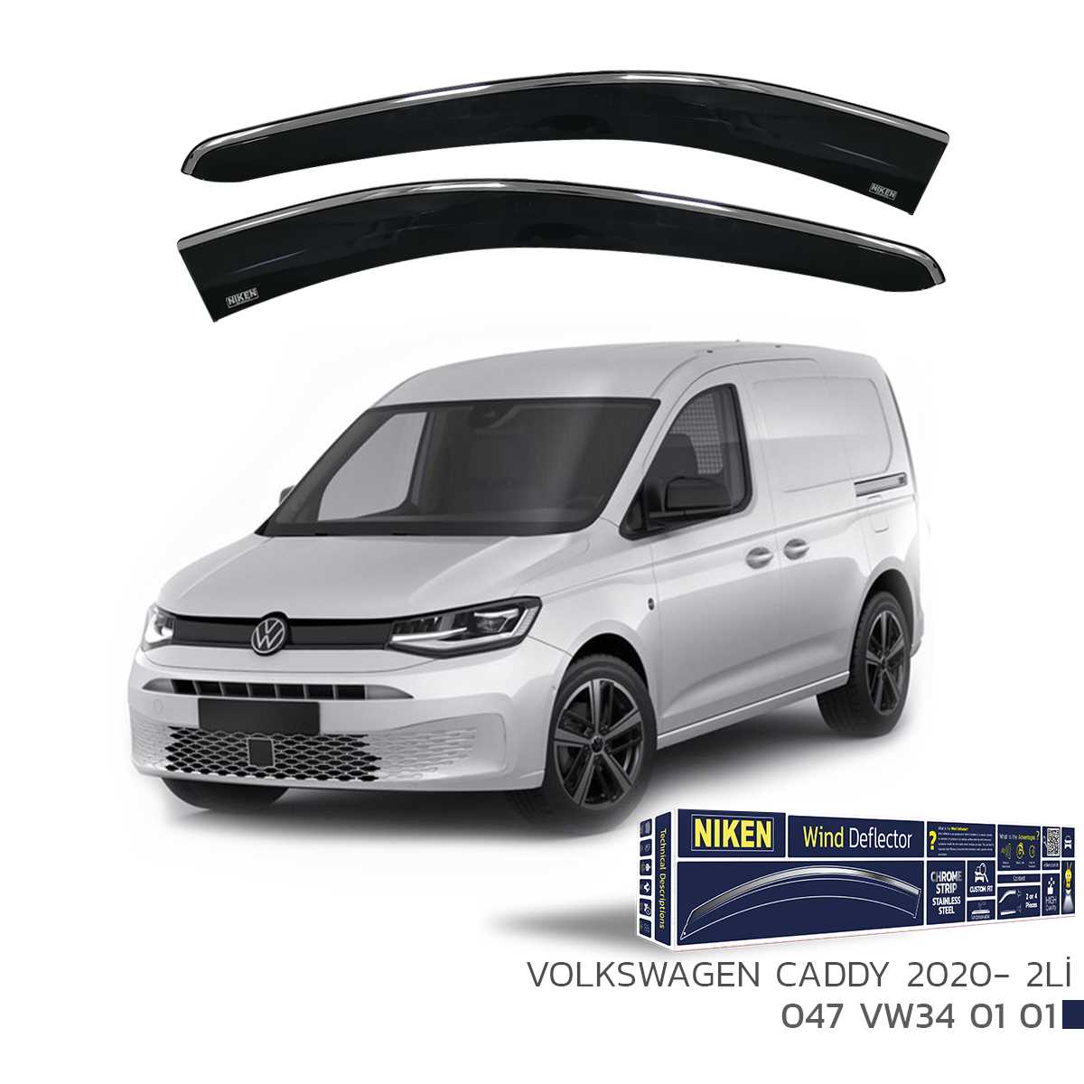 VW CADDY 2020- KROMLU CAM RÜZGARLIGI 2Li 1