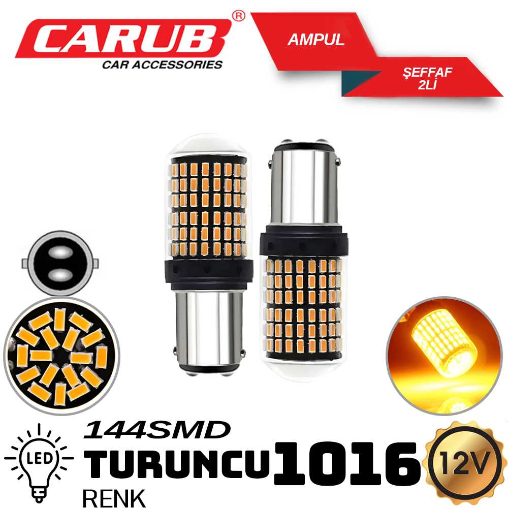 AMPUL 1016 12V 144  SMD LED TURUNCU 2 Li 1
