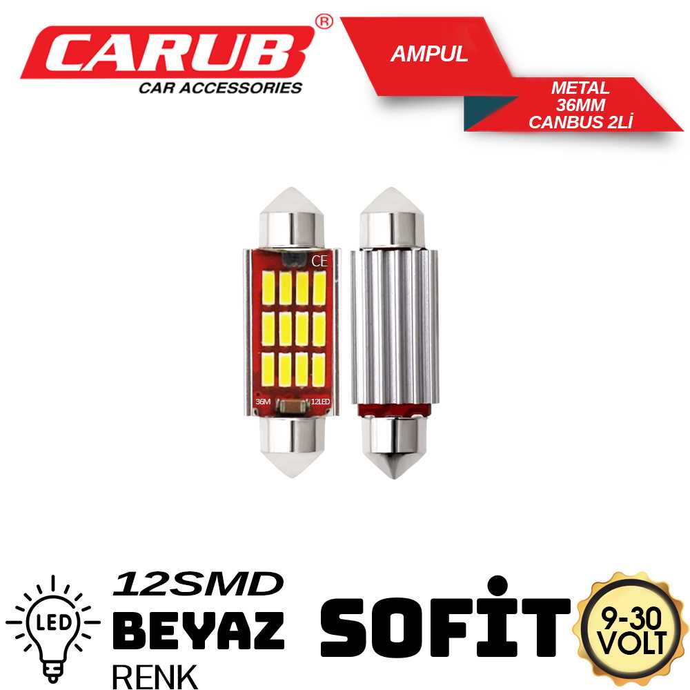 SOFiT LEDLi BEYAZ SMD 12 LEDLi 36MM 9-30VOLT 1