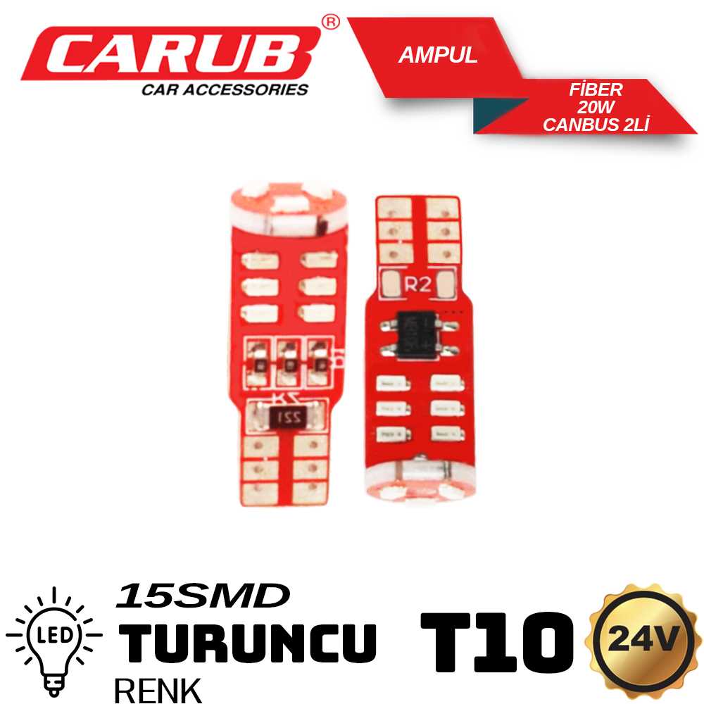 AMPUL 15 LED 12V  CANBUS TURUNCU T10  DiPSiZ TK 1