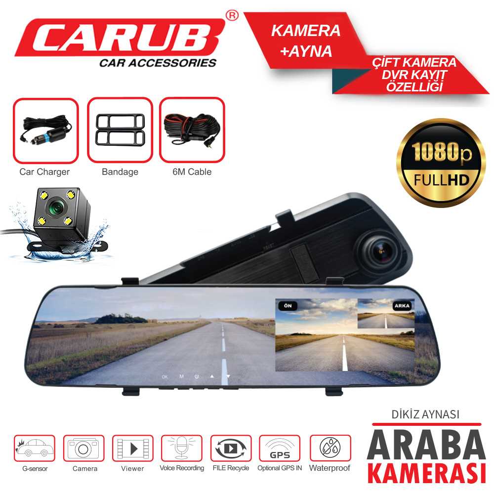 KAMERA DVR 2 Li  AYNADAN EKRAN iÇ iLAVE 6MT KABLO 1