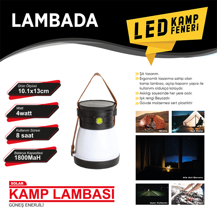 KAMP FENERi GÜNES ENERJiLi ÇAKARLI 5 FONKSiYON 1