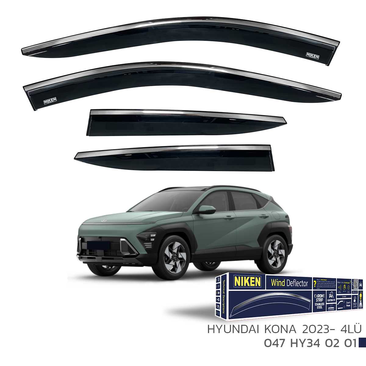 HYUNDAI KONA 2023- KROMLU CAM RÜZGARLIGI 4LÜ 1