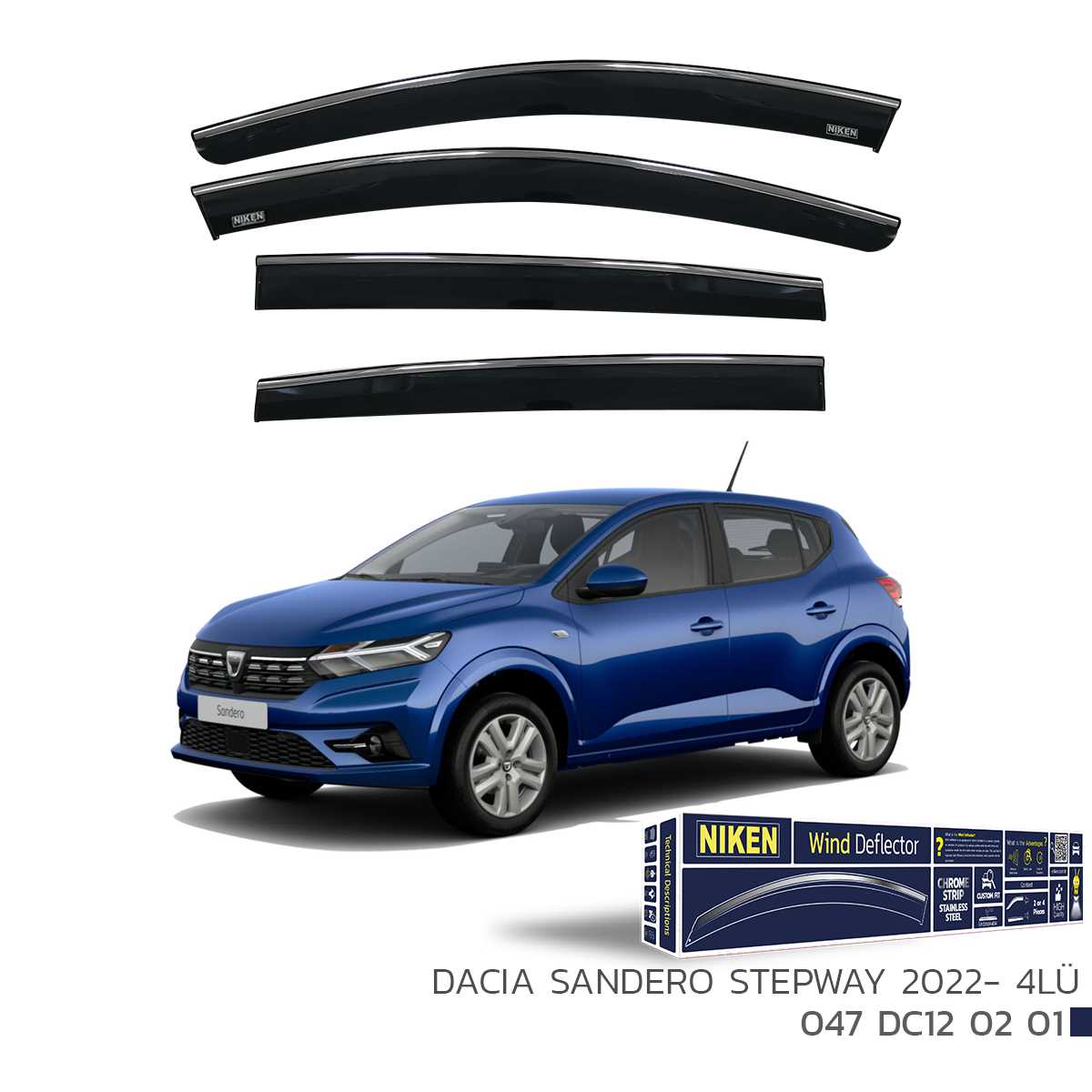 DACIA SANDERO STEPWAY 2022- KROMLU CAM RÜZGARLIGI 4LÜ 1