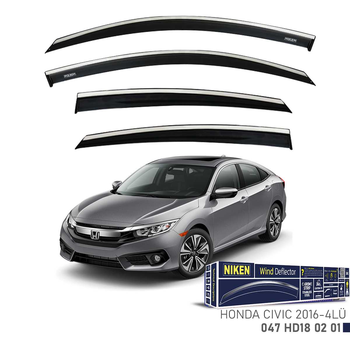 HONDA CIVIC 2016  KROMLU CAM RÜZGARLIGI 4LÜ 1