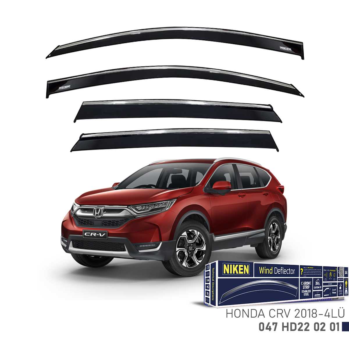 HONDA CRV 2018- KROMLU CAM RÜZGARLIGI 4LÜ 1