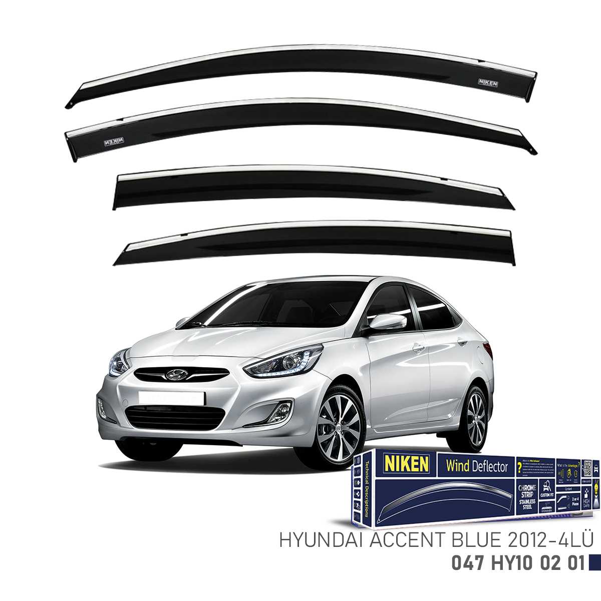 HYUNDAI ACCENT BLUE 2012- KROMLU CAM RÜZGARLIGI 4LÜ 1