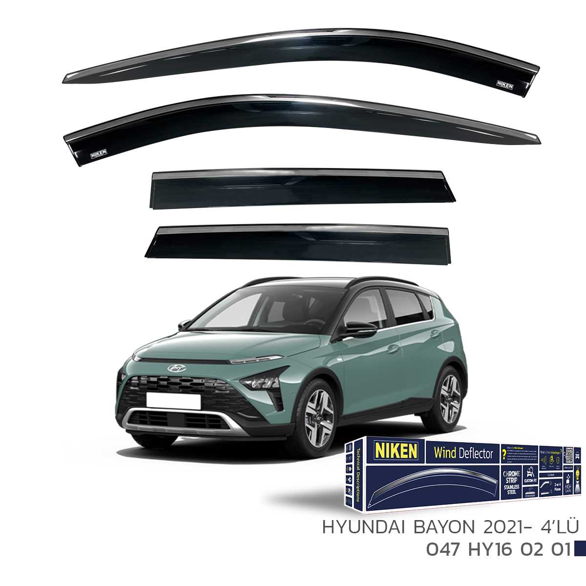 HYUNDAI BAYON  2021- KROMLU CAM RÜZGARLIGI 4LÜ 1