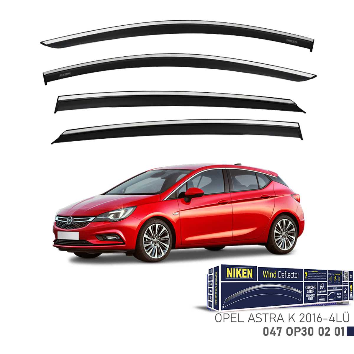 OPEL ASTRA K 2016  KROMLU CAM RÜZGARLIGI 4LÜ 1
