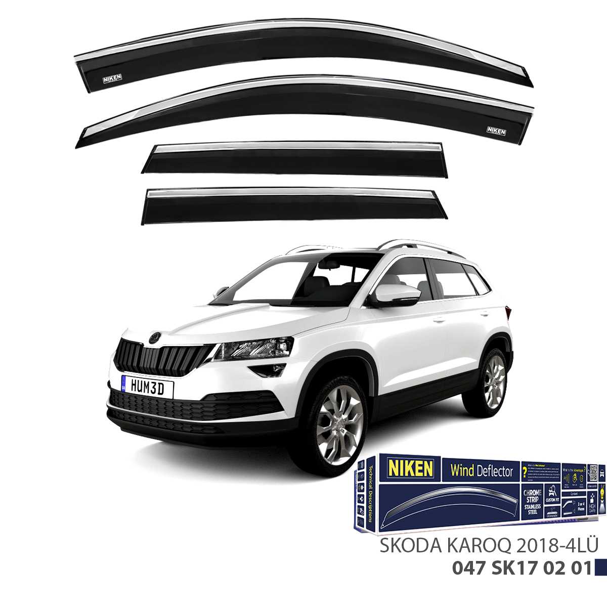 SKODA KAROQ 2018- KROMLU CAM RÜZGARLIGI 4LÜ 1