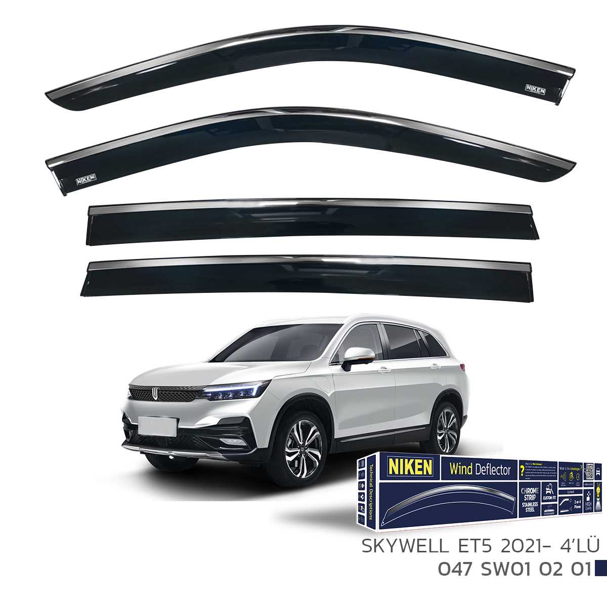 SKYWELL ET5 2021- KROMLU CAM RÜZGARLIGI 4LÜ 1