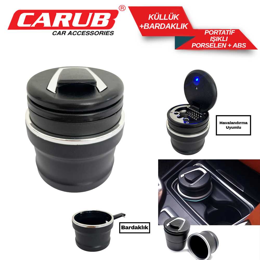 KÜLLÜK PORTATiF SERAMiK BARDAKLIK KAPAKLI ISIKLI SiYAH 1