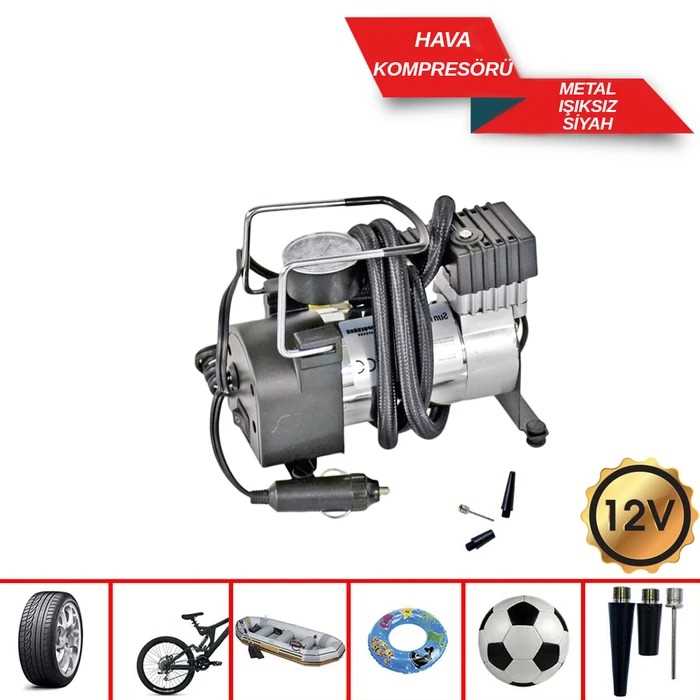 HAVA KOMPRESÖRÜ METAL 12V 150 PSI ISIKSIZ SiYAH 1