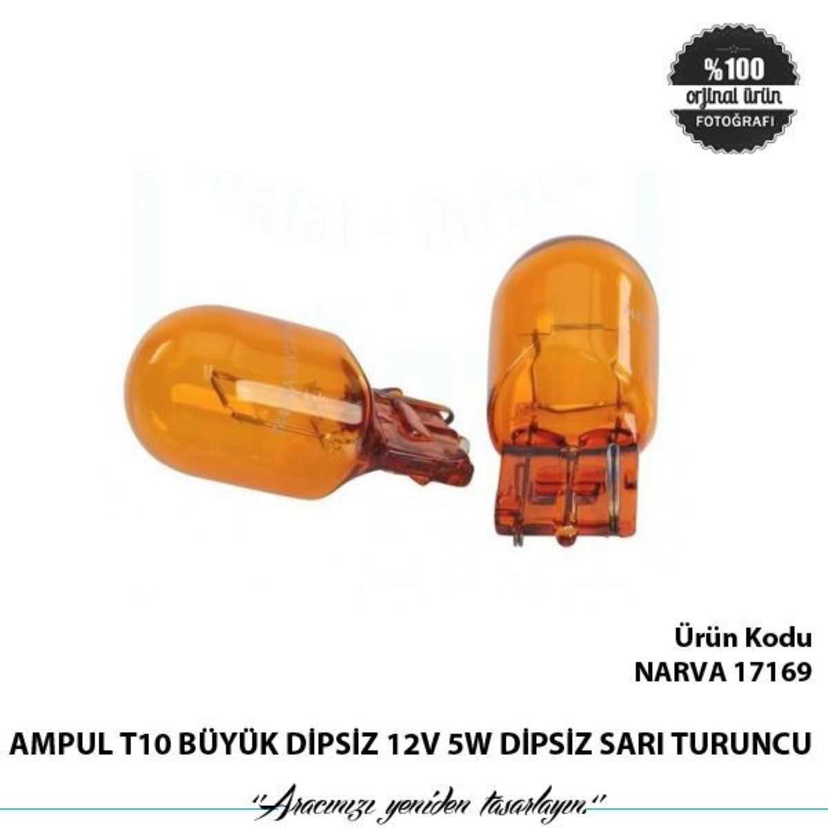 AMPUL T10 BÜYÜK DiPSiZ 12V 5W DiPSiZ SARI TURUNCU 1