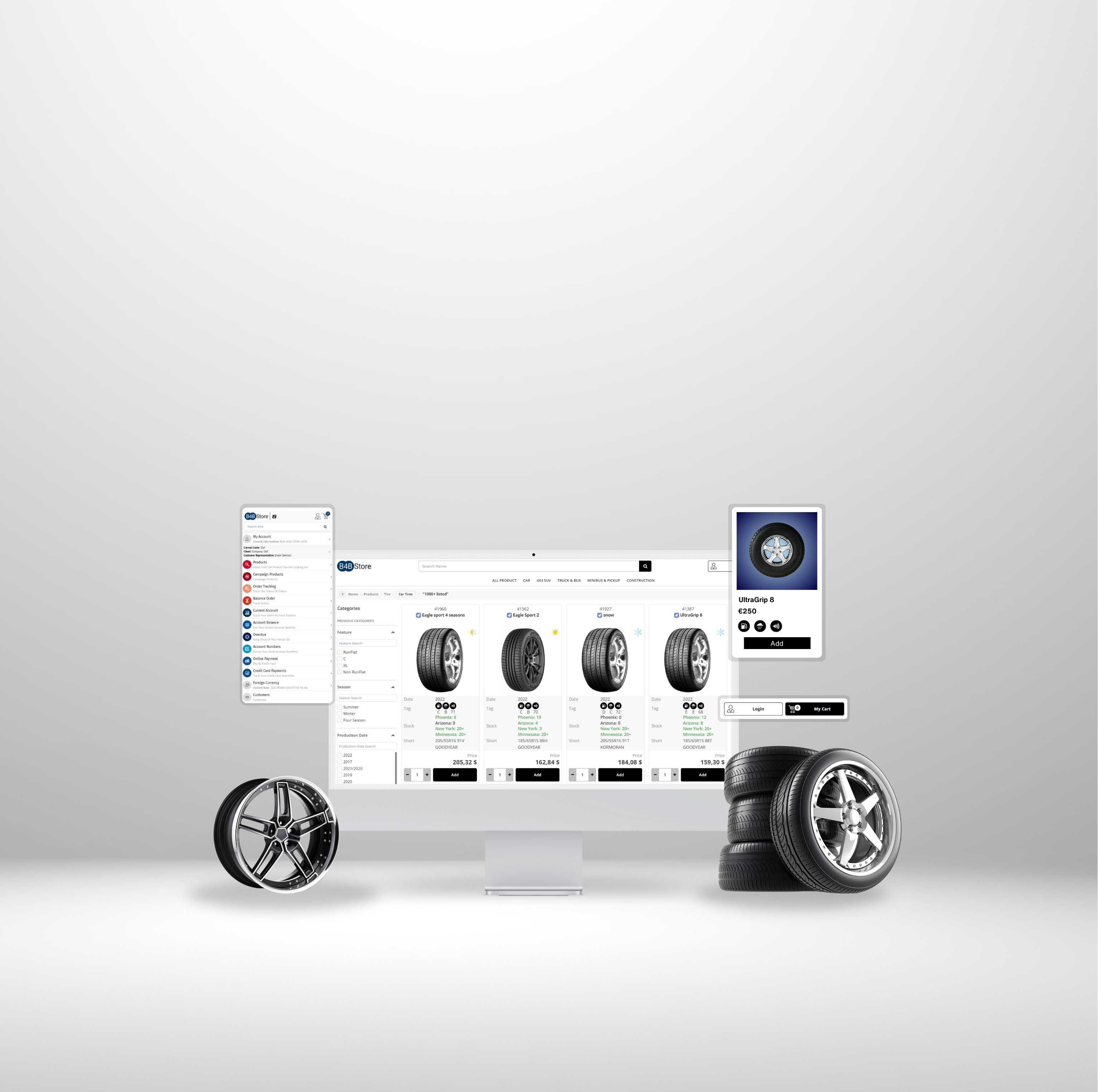 Stay ahead of the <b>tire industry</b> with B4B Store
<br><br>
Connecting tire suppliers with buyers — <b>smart, effortless, global</b>