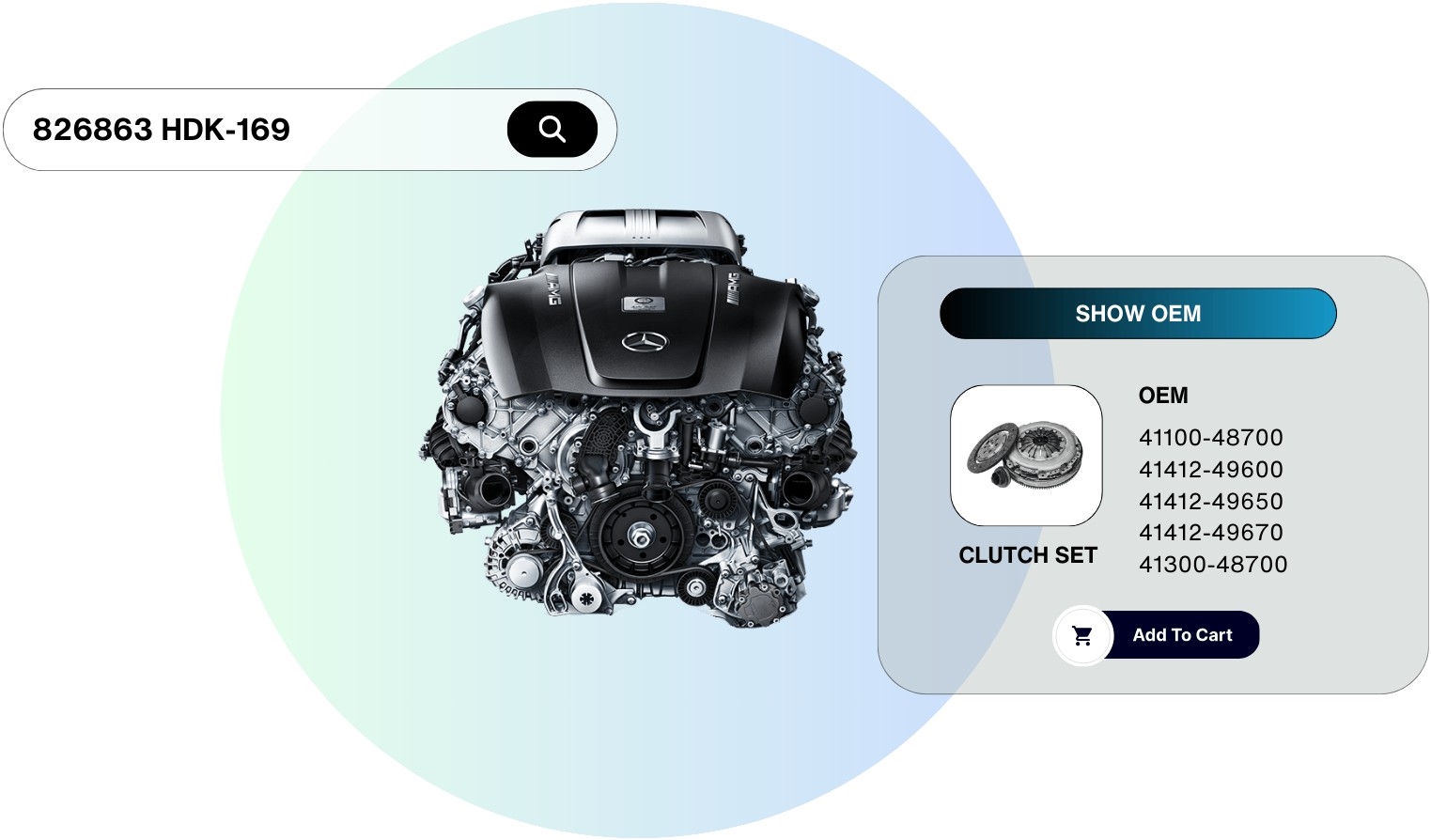 <b>OEM & reference finder</b> feature