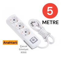 3'LÜ ANAHTARLI GRUP PRİZ 5 METRE ÇOCUK KORUMALI 1