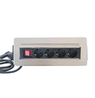 4 ŞEBEKE PRİZLİ ANAHTARLI LED AYDINLATMALI PRİZ BLOĞU (INOX) 1