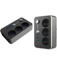 3'LÜ 2 MT TERMAL AKIM KORUMALI ANAHTARLI GRUP PRİZ (3xUSB’Lİ) 2