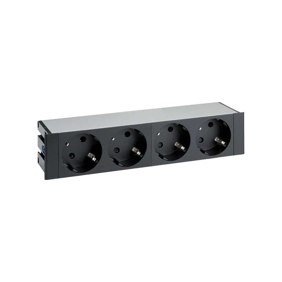 45x45 mm 4'LÜ ŞEBEKE PRİZ (45°) (SİYAH) 1