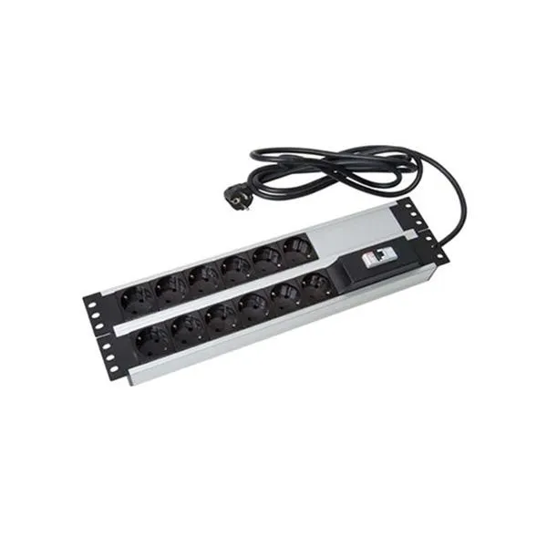 19'' 2U 12 ŞEBEKE PRİZLİ W OTOMATLI PRİZ BLĞ. + 1,5 m KABLOLU 1