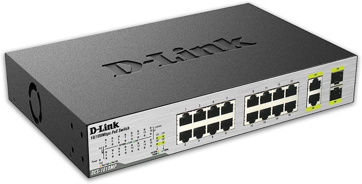 DES-1018MP 16 PORT 10/100 POE SWITCH + 2 UPLINK +2 SFP 1