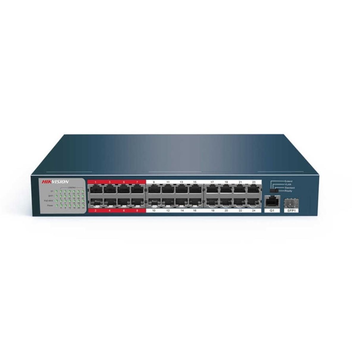 DS-3E0326P-E/M 26 Port 10/100 Yönetilemez 24 PoE +1 Gbit+1 SFP Port Switch 1