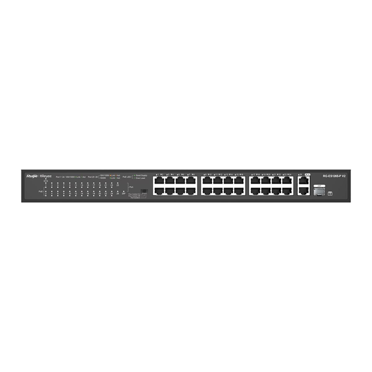 RG-ES126S-P V2 24 10/100+2X1GB SFP UPLINK 370W POE RACKMOUNT SWITCH 1